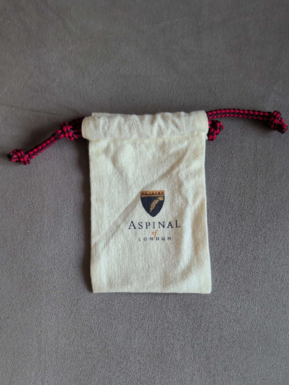 Aspinal of London 6" Dust Pouch - Cream with Red/Black Cord